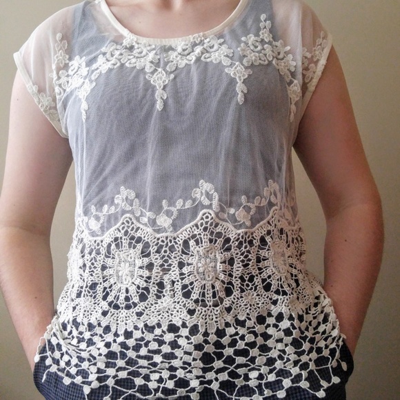 Sheer White Lace Top - Picture 2 of 6